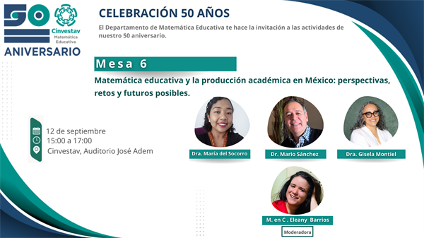 Mesa 6: Matemática educativa y la producción académica en México: perspectivas, retos y futuros posibles.