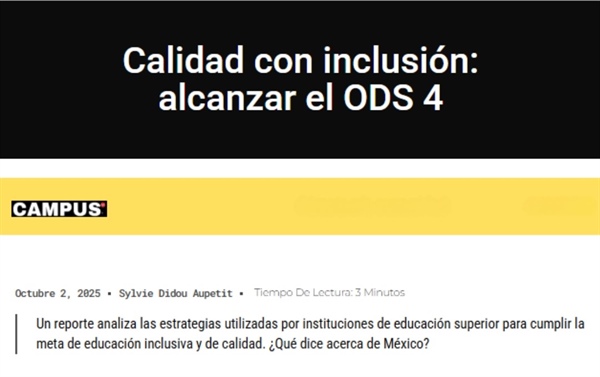 Artículo. Calidad con inclusión: alcanzar el ODS 4